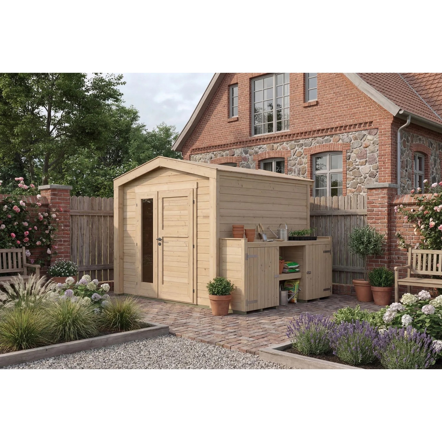 Weka Holz-Gartenhaus Killarney Satteldach Natur Unbehandelt 307 cm x 263 cm