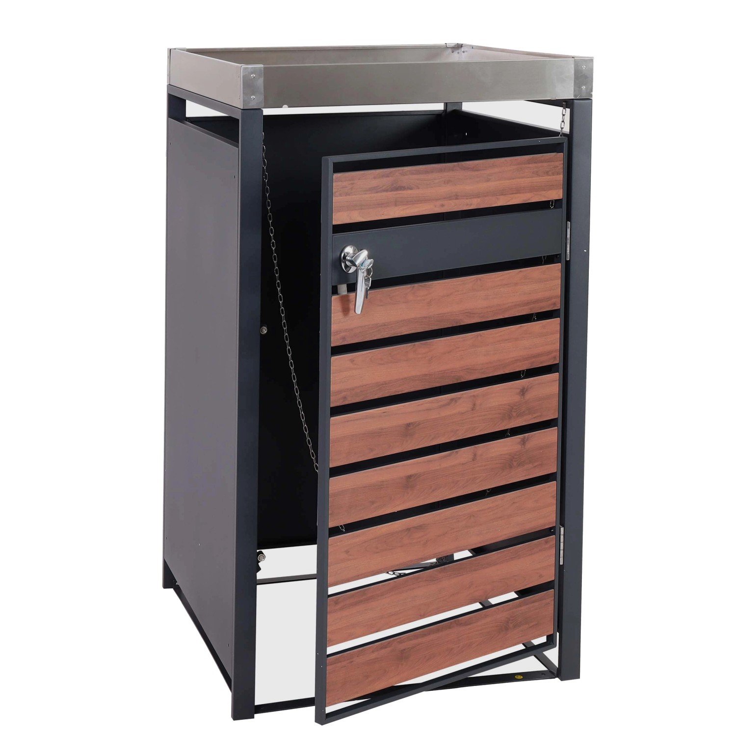 MCW Mülltonnenverkleidung J81 1er Kirsche-Holzoptik 125x68x80cm
