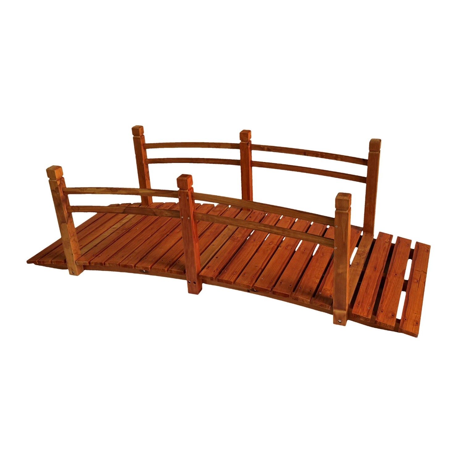 Relaxdays Gartenbrücke Tannenholz Orange Begehbar 58 cm x 185 cm x 72 cm