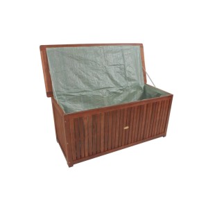 DELUKE Auflagenbox JOANA Natur Akazie Gartenbox Aufbewahrungsbox Kissenbox Gartentruhe Outdoor