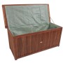 Geöffnete Auflagenbox JOANA aus Akazie, Gartenbox zur Aufbewahrung von Kissen und Gartenzubehör.