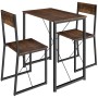 Tectake Sitzgruppe Margate 3 Teilig Esstisch Mit 2 Stühlen  138 x 80 x 90 cm Industrial Holz Dunkel  Rustikal