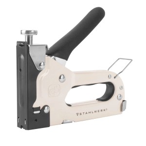 STAHLWERK Handtacker Set mit Klammerentferner, 1500 Klammern/Nägel für Handwerk & Gewerbe.