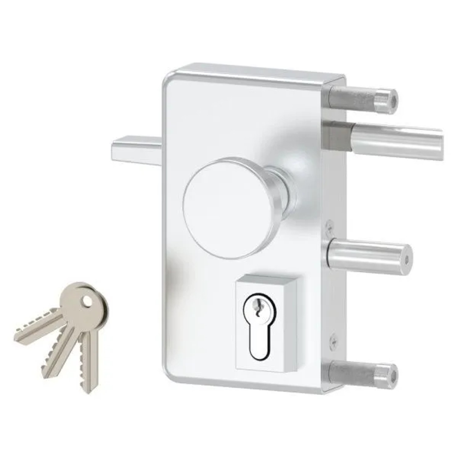 FeNau Gittertorschloss GTS 2 Mit Anti-Panik-Funktion Für Rohrstärke 40-60mm Silber