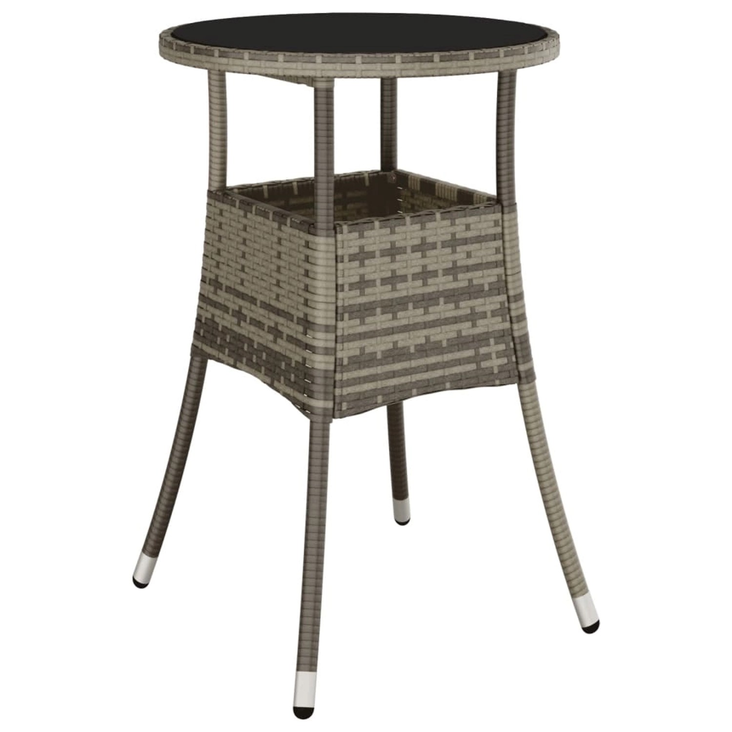 vidaXL Gartentisch Ø60x75 cm Hartglas und Poly Rattan Grau 310600 günstig online kaufen