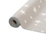 Gerollter, grauer Kinder Spielteppich mit weißen Sternen (80x320cm).