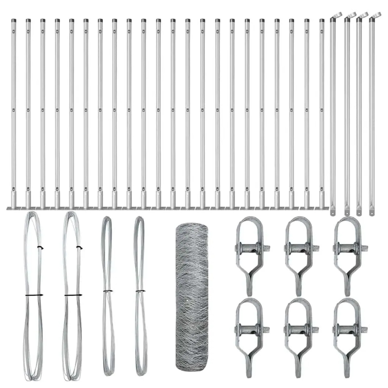 vidaXL Zaunpfosten Silber 50 x 0,5 m 50 mm Netz Stahl 3353825 günstig online kaufen