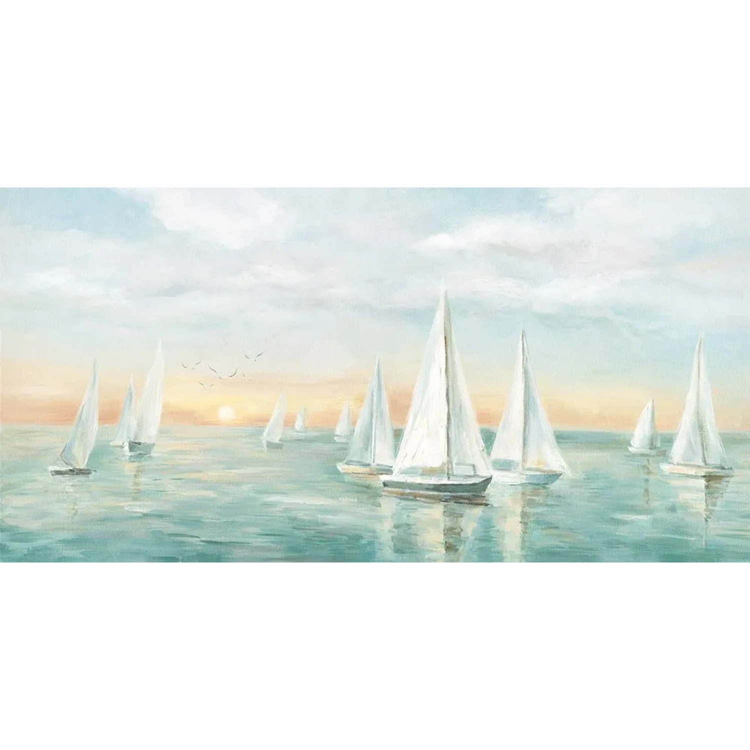 Art Universe Leinwandbild Segelboote im Sonnenuntergang 70 x 140 cm