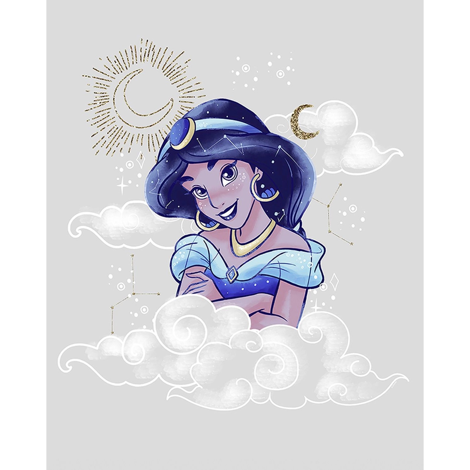 Disney Poster Jasmin Alladin Grau und Blau 40 x 50 cm 611705