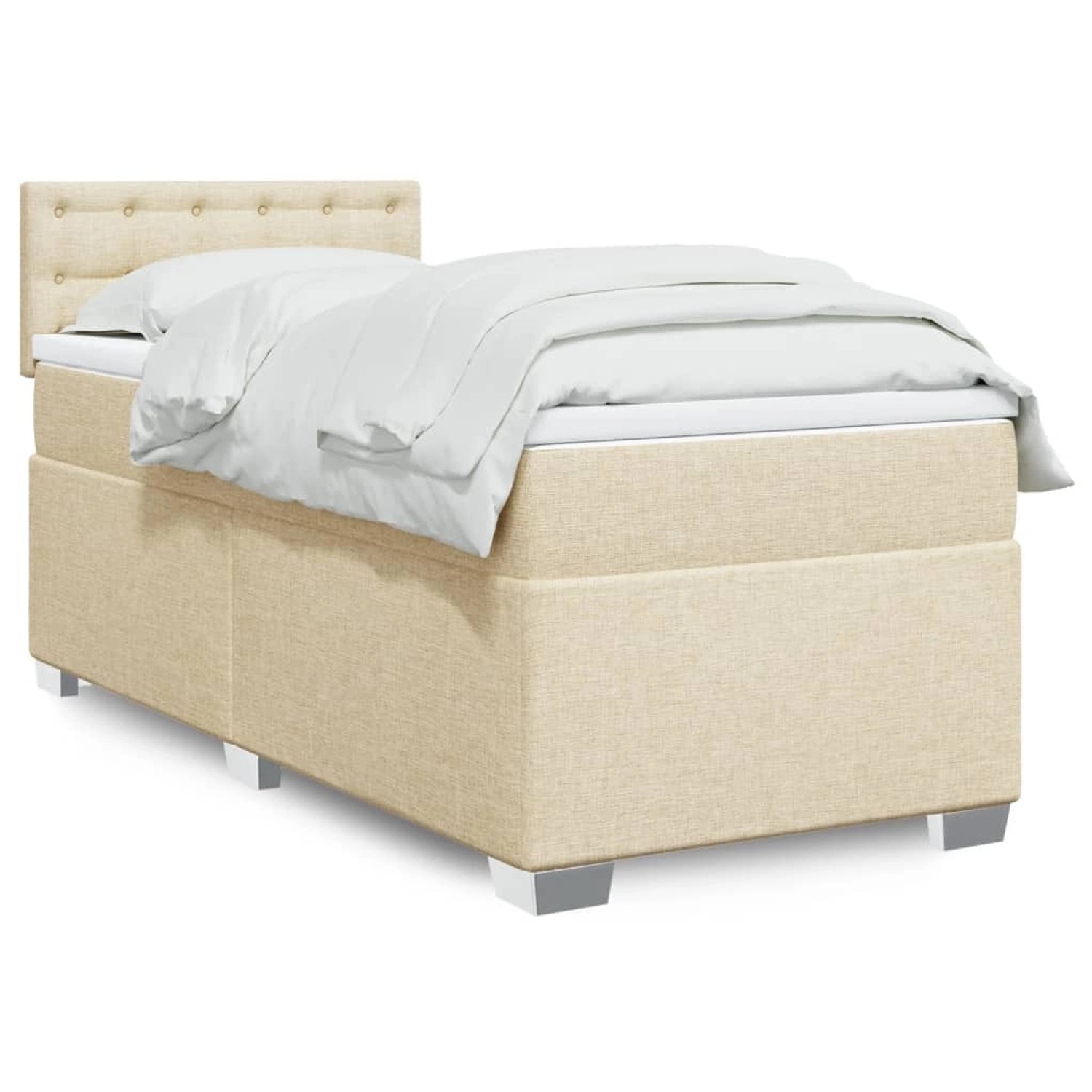 vidaXL Boxspringbett mit Matratze Creme 100x200 cm Stoff 3288118 günstig online kaufen