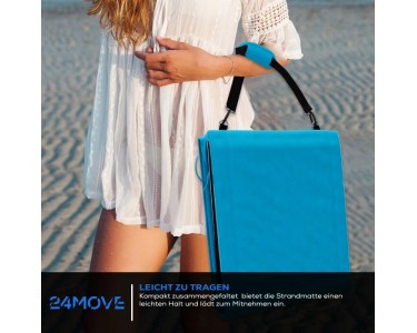 24MOVE Strandmatte Klappbar Mit Rückenlehne&Tasche - Mit Gurt 