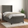 Dunkelgraues Boxspringbett (80x200 cm) mit Matratze und Samtbezug.