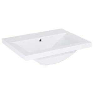 Weißes, eckiges Roca Standard-Waschbecken Cheese, 50 cm, für das Gäste-WC.