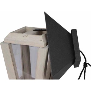 Siena Garden Vogelfutterspender aus Kiefernholz, grau mit schwarzem Dach zum Öffnen.