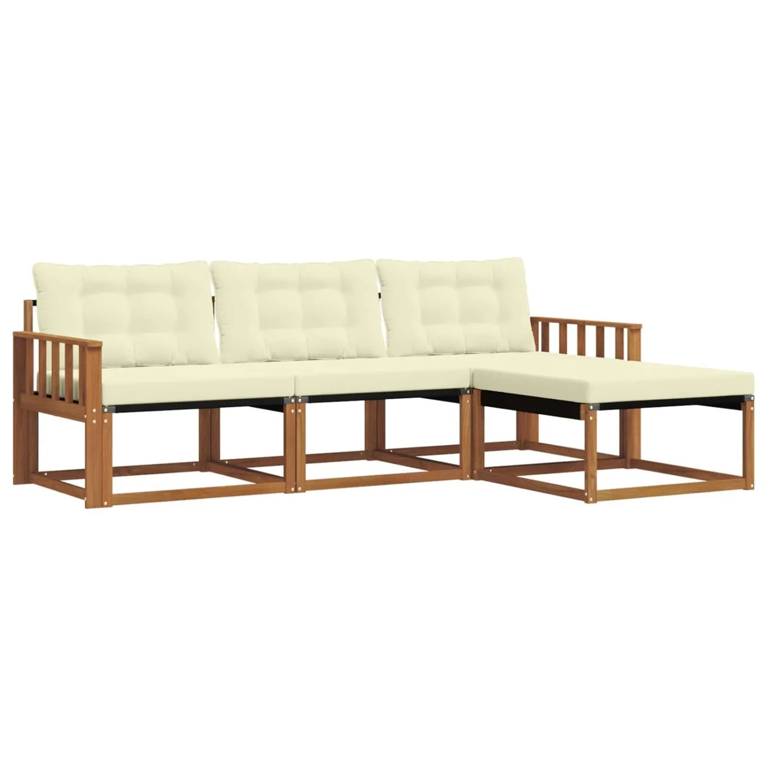 vidaXL Outdoor-Sofagarnitur mit Kissen 4-Tlg Natur und Creme 3369333