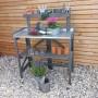 Rechteckiger, grauer Promadino Gartentisch aus Metall, 45x97 cm, ideal für Balkon oder Garten.