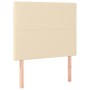 Cremefarbenes vidaXL Boxspringbett mit Stoffbezug, Matratze und Bank, 90x190 cm.