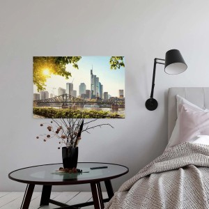 Wandbild Frankfurt Skyline auf Leinwand, modernes Design für Wohnraum und Büro.