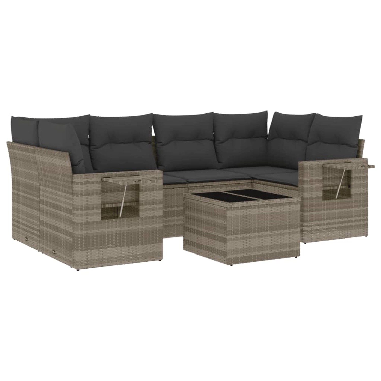 vidaXL 7-Tlg Garten-Sofagarnitur mit Kissen Hellgrau Poly Rattan 3252259 günstig online kaufen