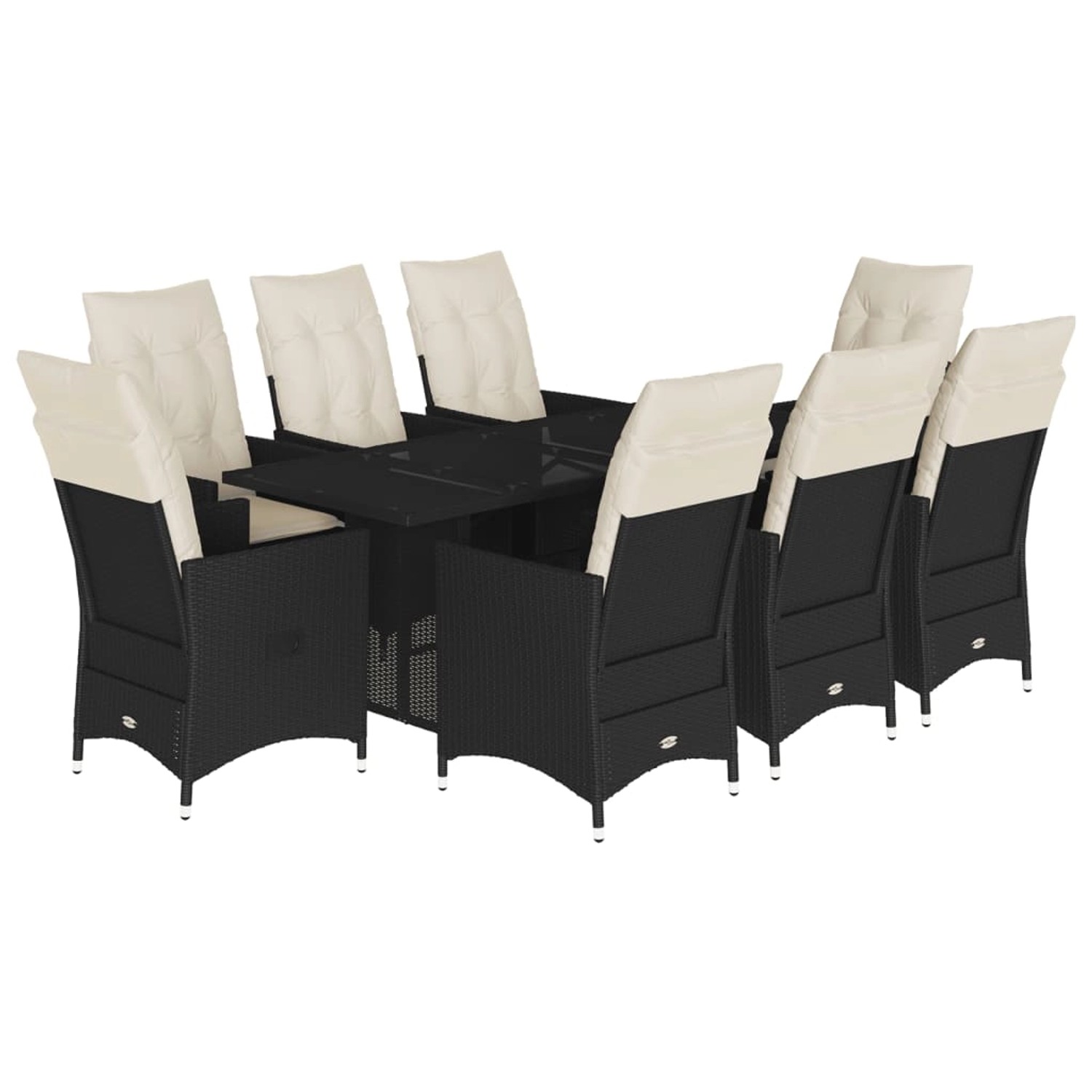 vidaXL 9-Tlg Garten-Essgruppe mit Kissen Schwarz Poly Rattan 3276701 günstig online kaufen