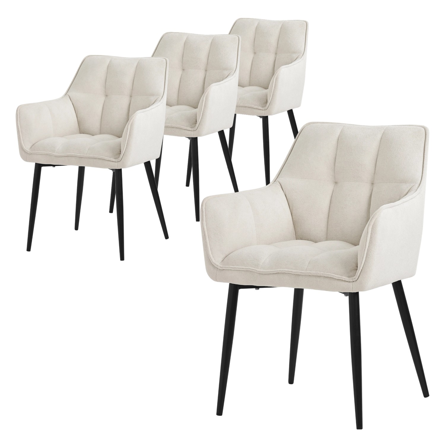 ML-Design Esszimmerstühle 4Er Set aus Frotteestoff Creme Küchenstuhl günstig online kaufen