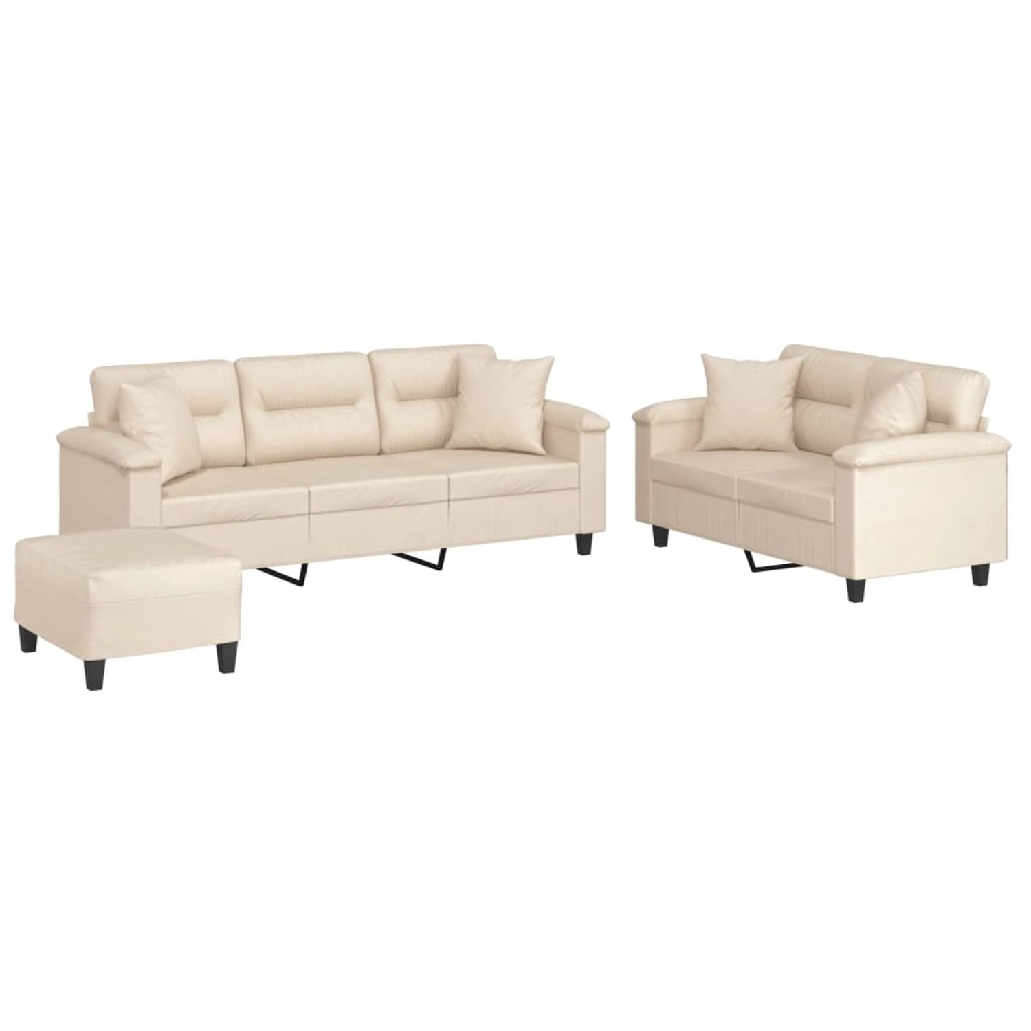 vidaXL 3-Tlg Sofagarnitur mit Kissen Beige Mikrofasergewebe 3202361 günstig online kaufen