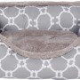 Graues Hunde- und Katzenbett Flower (75x58x19cm) mit weißem Muster und weichem Fleece.