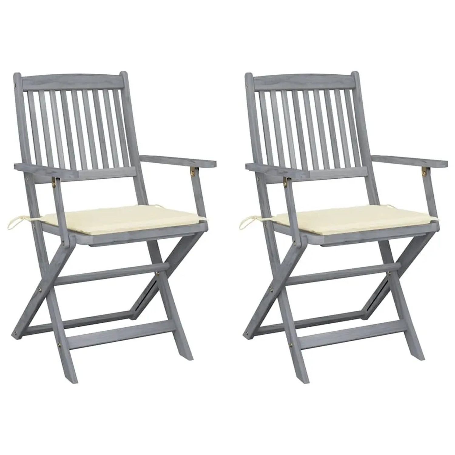 vidaXL Klappbare Gartenstühle 2 Stk mit Sitzkissen Massivholz Akazie 3064484