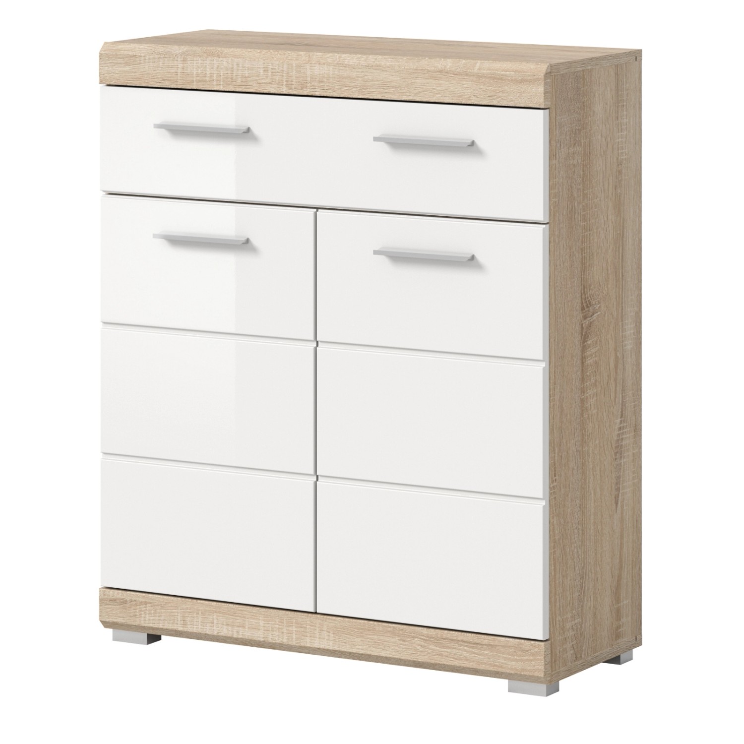 Inn.Furn Badezimmer Kommode in Weiß Hochglanz und Eiche 74 x 88 cm Mambo günstig online kaufen