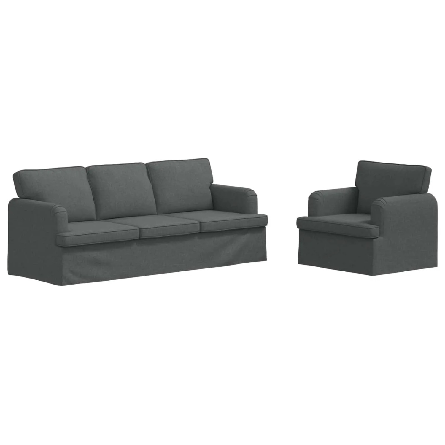 vidaXL Sofa 2-Tlg Dunkelgrau 144 x 80 x 85 cm Stoff 3407605