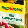 Sack Floragard Bio-Kompost-Erde 50L mit Sonnenblume und Gemüse, geeignet für Hochbeete.