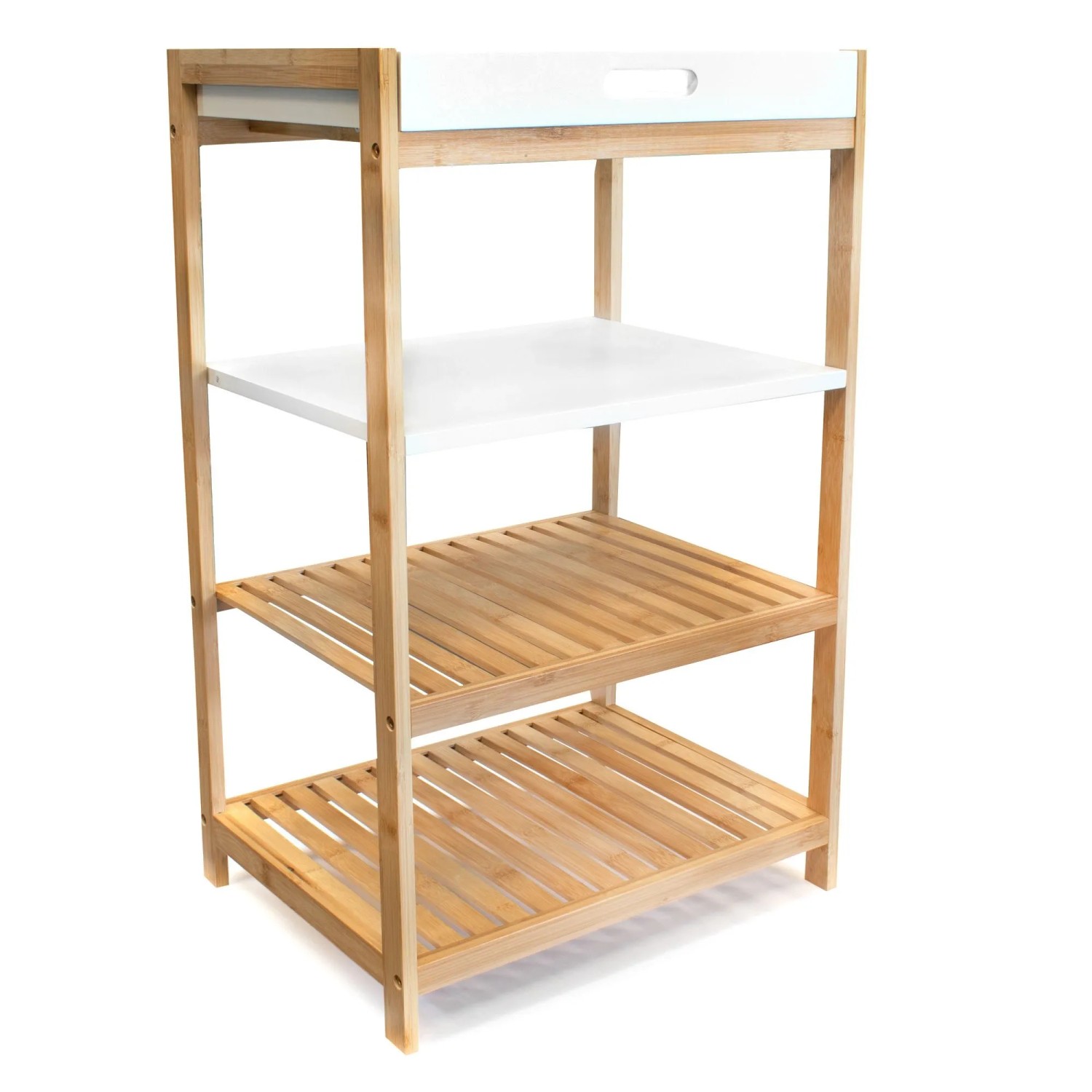 osoltus Badregal Tablett Regal Sonderborg aus Bambus und Holz Weiß
