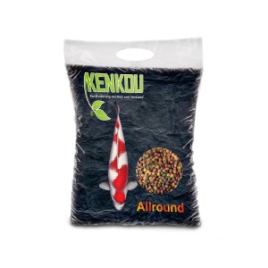 Kenkou Koi Fischfutter Allround 3mm, 5kg Sack mit Koifisch und Futterpellets.