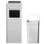 Silberner Edelstahl Standaschenbecher mit Mülleimer und herausnehmbarem Inneneimer. 36L Abfalleimer für draußen.