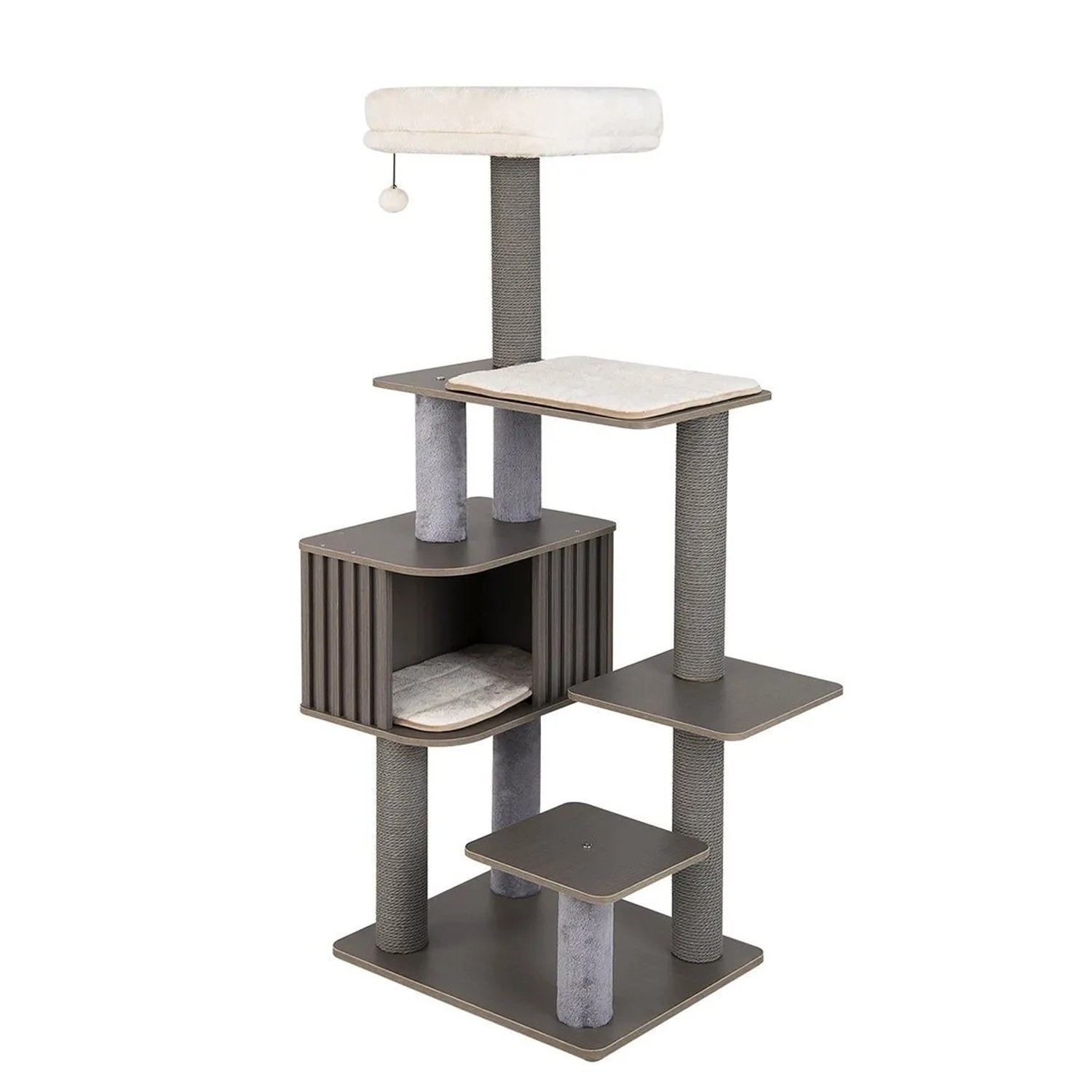 Costway Katzenkratzbaum Katzenbaum mit Plattformen Grau 151 cm