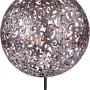 Silberne Globo LED Solar-Kugel mit Dekogeflecht und Erdspieß für den Garten, 40 cm.