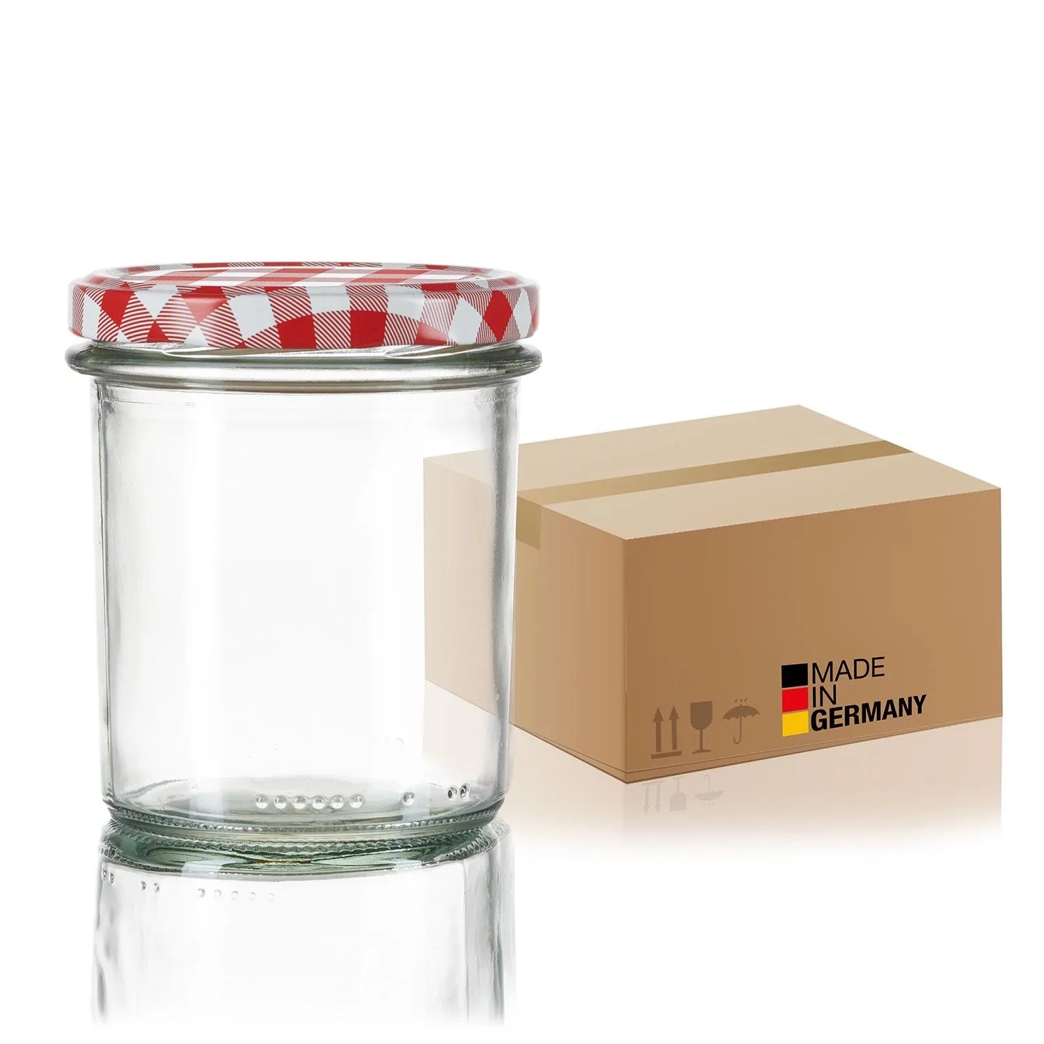 BigDean 108x Marmeladengläser 350ml Einmachgläser Einweckgläser Sturzgläser Made in Germany Einkochgläser mit Schraub Deckel TO 82 Rot Kariert