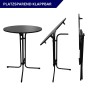 Chefgastro Stehtisch, klappbar, mit schwarzer Husse. Wetterfester Bistrotisch mit runder MDF-Platte und Stahlgestell.