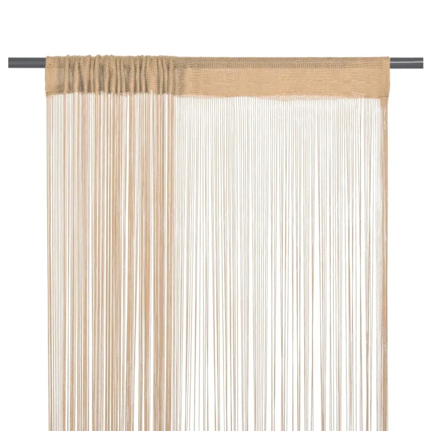 Beige Fadenvorhänge (2 Stk.) 100x250cm als Fensterdeko oder Raumteiler.