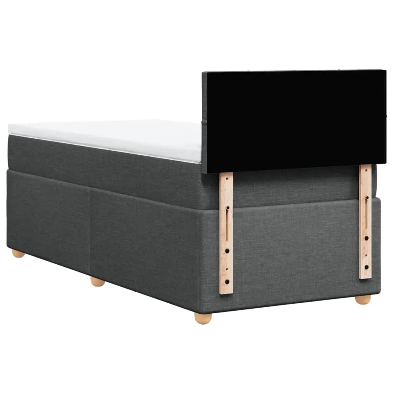 Boxspringbett dunkelgrau 80x200 cm mit Matratze und Kopfteil.