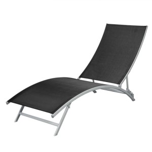 Verstellbare Furnicato Sonnenliege aus Stahl und Textilene, 142-162x55x73-102 cm, schwarz.