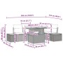 vidaXL Garten Essgruppe 6-tlg. Beige/Grau: Maße und Details der modularen Rattanmöbel mit Tisch.