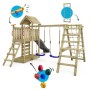 Wickey Spielturm RocketFlyer mit Rutsche, Schaukel und Kletterwand, Holz natur.