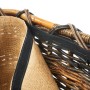 Detailansicht: Kobolo Kaminholztrage aus Rattan und Bananenblatt mit Jutestoff-Futter.