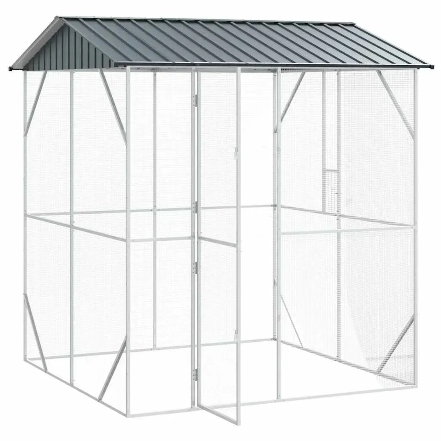 vidaXL Vogelkäfig Anthrazit 215 x 208 x 247 cm Verzinkter Stahl 3325152_4