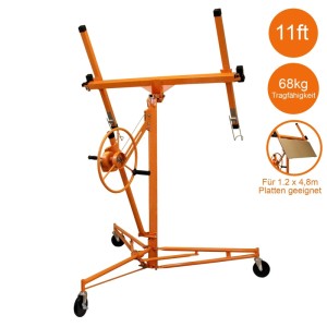 Monstershop Plattenheber 3.5m, orange, mit Rollen und einer Tragkraft von 68kg.