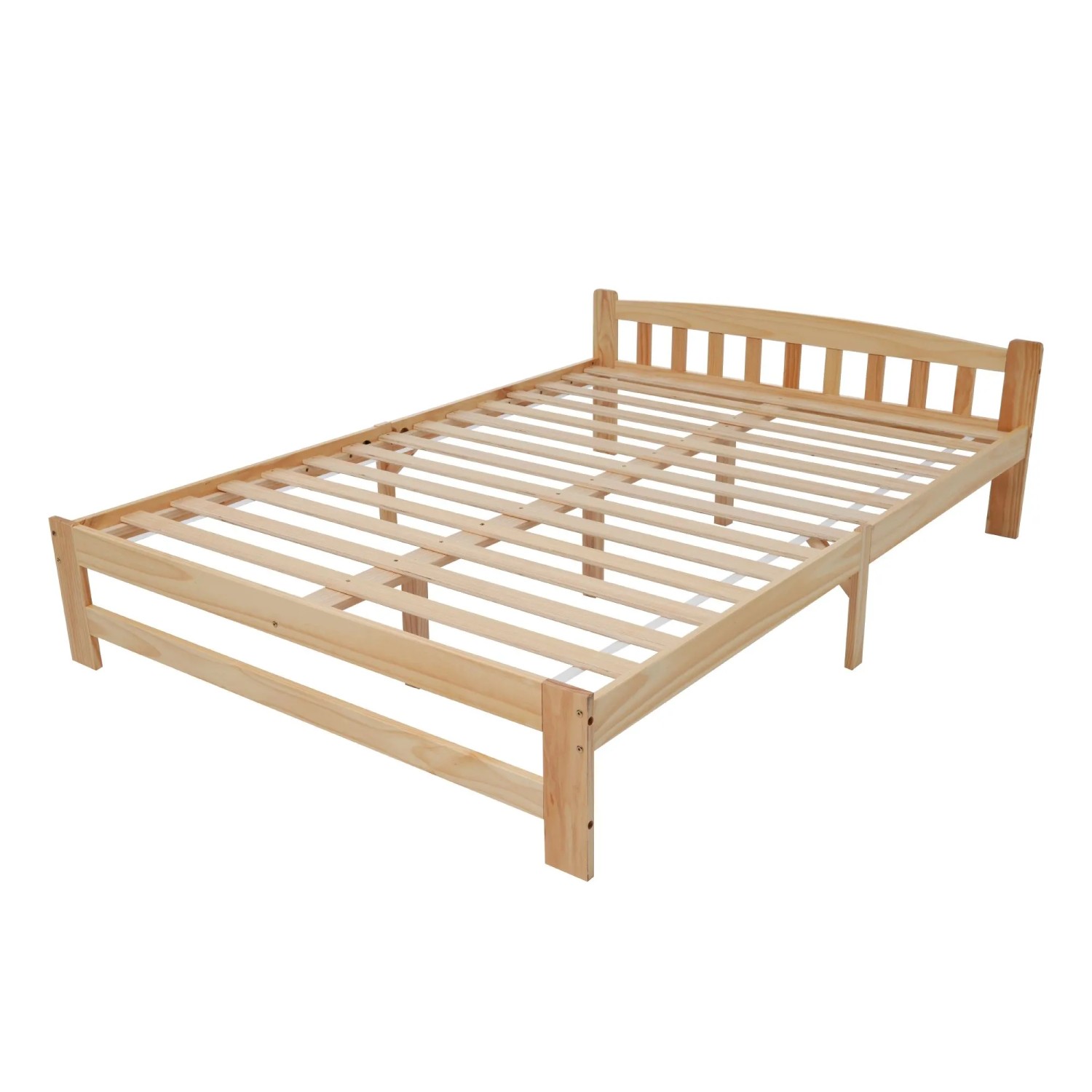 KOMHTOM Doppelbett 140x200Cm Mit Kopfteil Und Lattenrost Futonbett Jugendbett Erwachsenenbett Massivholz Natur Ohne Matratze