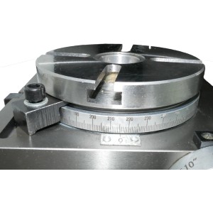 Rotwerk Teilapparat T 100 für Drehmaschinen: Rundtisch mit T-Nuten und Gradeinteilung.