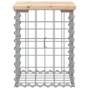 DELUKE Gartenbank Gabionen BIKS Aus Stahl 33x31x42cm Kiefernholz Natur Gabionenbank Gabionengitter Ziergabione