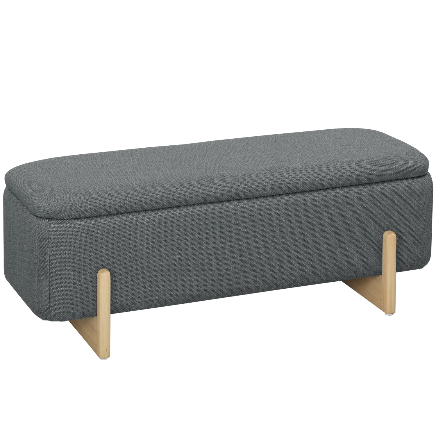 HOMCOM Sitzbank Stauraum Polsterbank Leinenoptik 111 x 44 x 44 cm Dunkelgrau